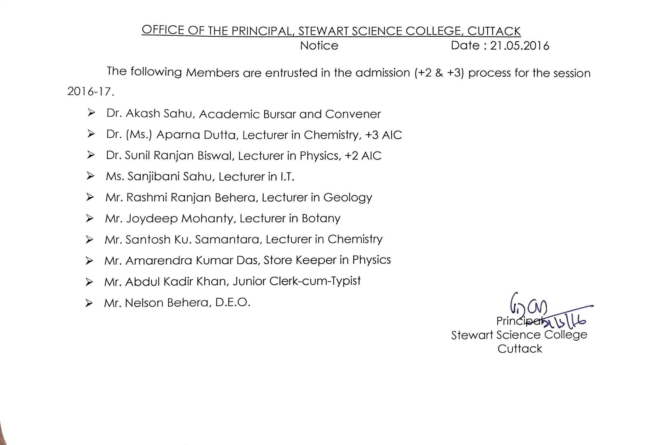 Admission Committee 2016-17